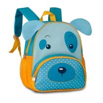 Mochila Escolar Sem Rodinhas Infantil Tema Bichinhos 3D Pet Cachorrinho Dog Azul - Clio