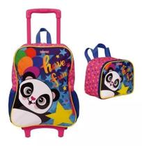 Mochila Escolar Sestini Panda Fun Rodinhas G + Lancheira Mochila Escolar Sestini Panda Fun Rodinhas G + Lancheira