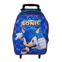 Mochila Escolar Sonic Carrinho Menino Azul