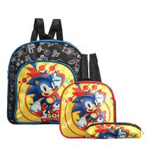 Mochila Escolar Sonic Colors Sega Costa Kit Lancheira+Estojo