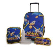 Mochila Escolar Sonic Jogo Rodinha Kit Estojo+lancheiras Kit - JM criancas