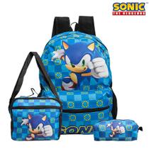 Mochila Escolar Sonic SEGA Colors Costa Kit Lancheira+Estojo Mochila Escolar Sonic SEGA Colors Costa Kit Lancheira+Estojo