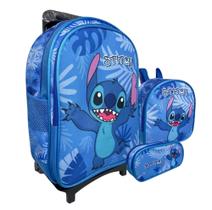 Mochila escolar Stecht Azul com lancheira termica e estojo