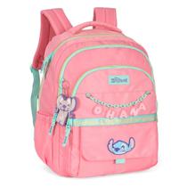 Mochila Escolar Stitch Ohana de Costas Laptop Luxcel Salmão