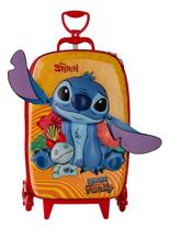 Mochila Escolar Stitch Tropical 3d Rodinhas Amarela Maxtoy 3857