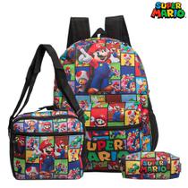 Mochila Escolar Super Mario Bross Costa Kit Lancheira+Estojo Mochila Escolar Super Mario Bross Costa Kit Lancheira+Estojo