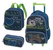 Mochila Escolar Tigor T. Tigre Gamer 4 Bolsos Pu Cor Gamer Azul Desenho Do Tecido Lilica Ripilica