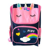 Mochila Escolar Unicórnio Fofo Azul Rosa - Munfo Fofy Mochila Escolar Unicórnio Fofo Azul Rosa - Munfo Fofy