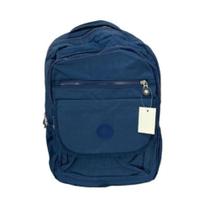 Mochila Escolar Universitária Impermeável Unissex C/ Bolsos Azul Escuro