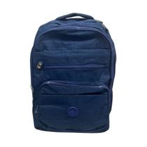 Mochila Escolar Universitária Impermeável Unissex C/ Bolsos/Zípers Azul Escuro