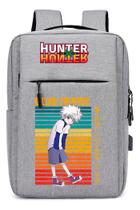 Mochila Escolar USB Anime Hunter com Estampa DTF Modelo Top