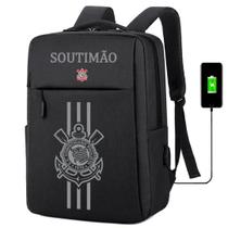 Mochila Escolar USB Estampa Timão Estudante Corinth Trabalho Conexão Notebook Mochilão Versátil