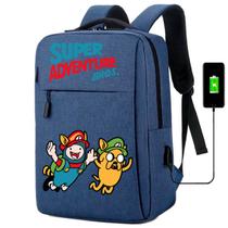 Mochila Escolar Usb Infantil Estampa Super Aventura Para Notebooks, Escola E Trabalho Diário