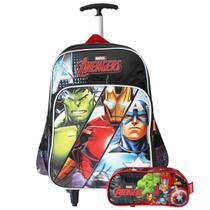 Mochila Escolar Vingadores Com Estojo Marvel Comics Infantil