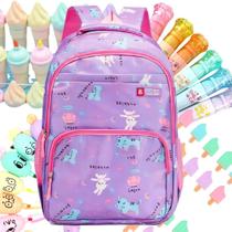 Mochila Escolar Volta As Aulas Menina 35l Estojo 5 Cores