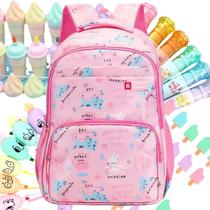 Mochila Escolar Volta As Aulas Menina 35l Estojo 5 Cores