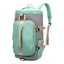 Mochila Esportiva Bolsa Academia Mala Transversal Viagem Mão Verde e Cinza