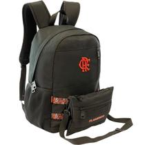 Mochila Esportiva Flamengo Com Bolsa Tranversal Oficial Licenciada - Ref 14013