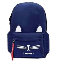 Mochila Estojo Juvenil Femini Gatinho Escolar Zc010 Marinh