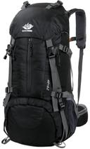 Mochila Esup para Camping y Senderismo 50L con Cubierta para Lluvia para Hombre Negra