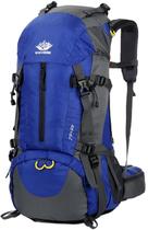 Mochila Esup para Camping y Senderismo 50L con Funda Impermeable para Hombre, Azul