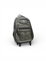 Mochila Executiva Escolar com Rodinhas e Alças Reforçada Cor Verde Militar/Chumbo
