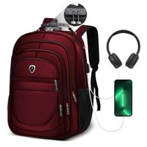 Mochila Executiva Escolar Grande Espaço Notebook Cabo Fone de Ouvido e USB Porta Garrafa