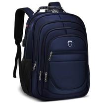 Mochila Executiva Masculina Bolsa Faculdade Grande Azul Resistente a Agua Anti Furto Notebook