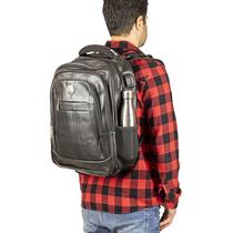 Mochila Executiva Masculina Feminina Couro Notebook Encaixe USB 50 Litros Preta Mochila Executiva Masculina Feminina Couro Notebook Encaixe USB 50 Litros Preta