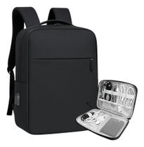 Mochila Executiva Masculina Feminina Viagem Trabalho Notebook Preto Resistente Impermeável Kit Com Bolsa Organizadora De