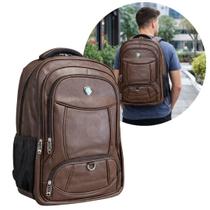 Mochila Executiva material sintético Marrom Extra Grande Porta Notebook 7 Compartimentos Luxo Reforçada Mochila Executiva material sintético Marrom Extra Grande Porta Notebook 7 Compartimentos Luxo Reforçada