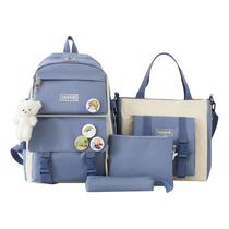 Mochila Fashion Campus High School de alta capacidade, 4 peças