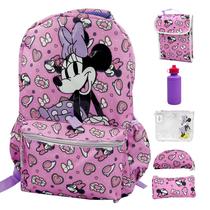 Mochila Fast Forward Minnie Mouse com lancheira de 16 polegadas conjunto de 6 peças, bolsa de livros Minnie Mouse, perfeita para meninas de volta às aulas e do ensino fundamental