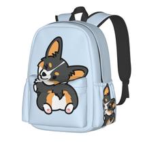 Mochila FehueW Cute Corgi Tricolor Dog para laptop de 17 polegadas