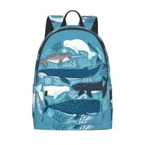 Mochila FeHuew Whales para laptop de 16 polegadas com zíper antifurto