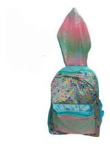 Mochila femenina com touca/lantejoulas azul Mochila femenina com touca/lantejoulas azul