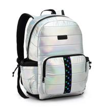 Mochila feminina 17" puffer holografica prata - seanite Mochila feminina 17" puffer holografica prata - seanite