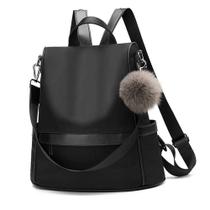 Mochila feminina CHERUTY, nylon, anti-roubo, moderna, preta