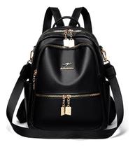 Mochila Feminina Couro Alta Qualidade C/ Alça Ombro Elegante Cor Preto Desenho Do Tecido Lisa Mochila Feminina Couro Alta Qualidade C/ Alça Ombro Elegante Cor Preto Desenho Do Tecido Lisa