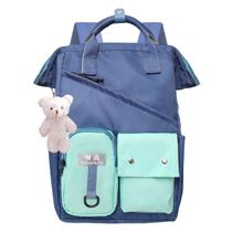 Mochila Feminina Escolar Colorida Moderna C/ Mimo Chaveiro Nuvem Moderna Ajustavel Semi Impermeavel Resistente Escolar