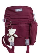 Mochila feminina escolar com chaveiro ursinho e estojo- Volta as aulas