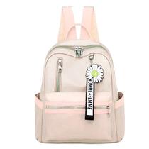 Mochila Feminina Escolar Impermeável De Nylon De Alta Qualidade Com Chaveiro de Flor Mochila Casual