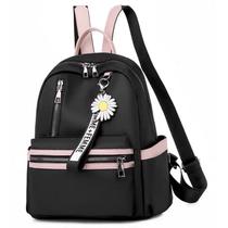 Mochila Feminina Escolar Impermeável De Nylon De Alta Qualidade Com Chaveiro de Flor Mochila Casual