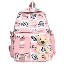 Mochila Feminina Escolar Juvenil Ursinho Coreana Resistente