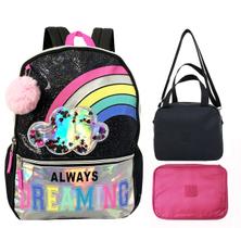 Mochila Feminina Escolar Nuvem + KIT Escolar