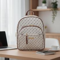 Mochila Feminina Estampada Elegante Casual Grande com Bolso Frontal e Alças Ajustáveis Mochila Feminina Estampada Elegante Casual Grande com Bolso Frontal e Alças Ajustáveis