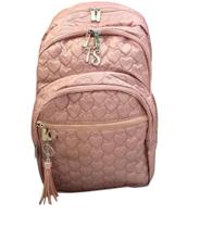 Mochila Feminina FS em Material Sintético Matelassê Corações - Rosa