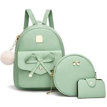 Mochila Feminina I IHAYNER - Bowknot Fashion Couro Verde Mochila Feminina I IHAYNER - Bowknot Fashion Couro Verde