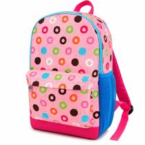 Mochila Feminina Infantil Costas Grande Escolar Donuts