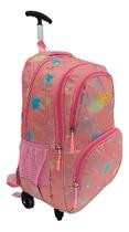 Mochila Feminina Infantil Juvenil Love Coração Rodinhas Ve22